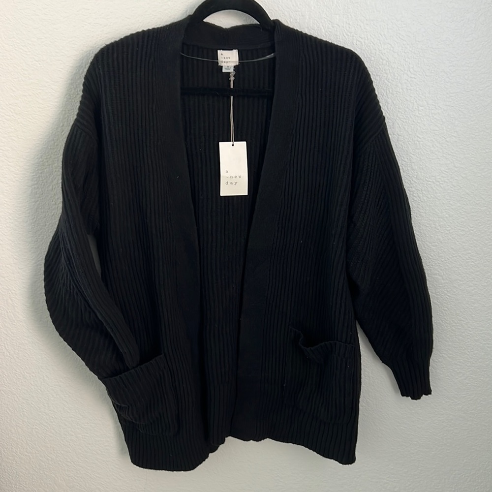 A New Day Oversized Black Open Cardigan